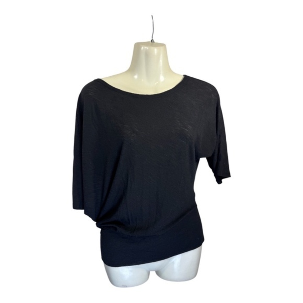 Derek Heart Top Womens Size Small Dolman Sleeve Black Assymetrical Fit Preppy